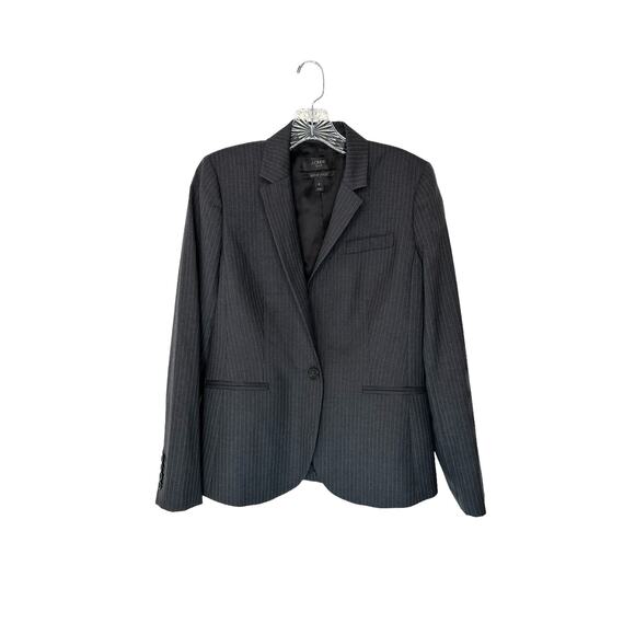 J.Crew 1035 Super 20's Gray Pinstripe Office Work Academia Wool Blazer Size 6 - Picture 2 of 11